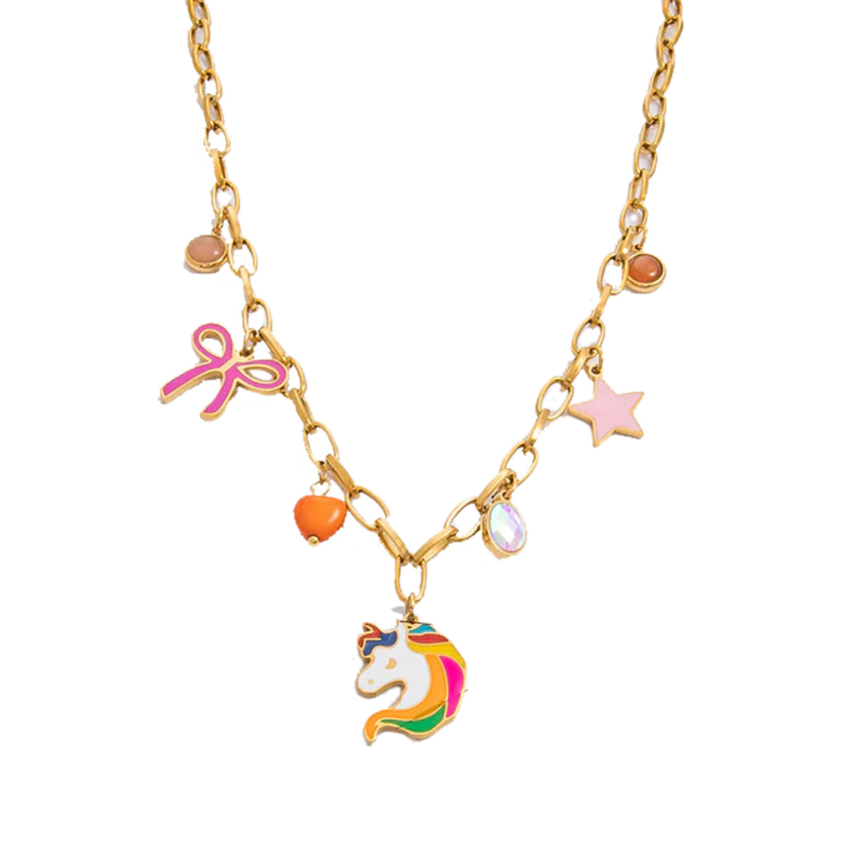 Unicorn Charm Pendant Necklace – Colorful Enamel | Tvayi