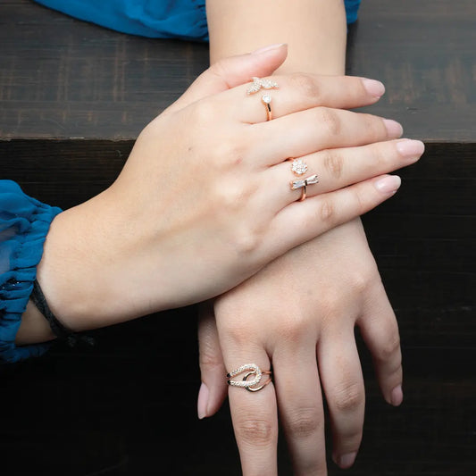 Interlocked Rose Gold Finish Ring Tvayi