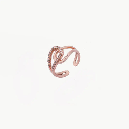 Interlocked Rose Gold Finish Ring Tvayi