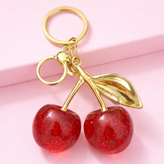Tvayi Cherry Charm Stylish Keychain for Kids & Women | Premium Glitter Keychain | Tvayi