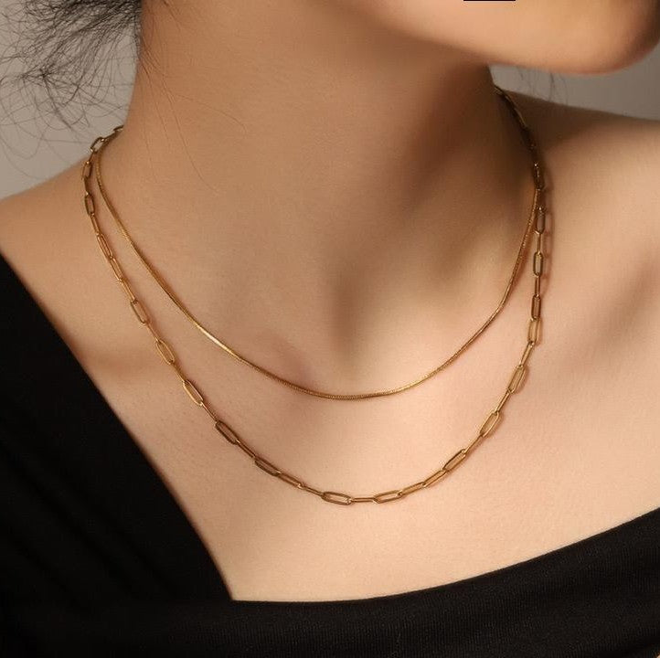 Layered Gold Chain Necklace | 18K Gold Vermeil Demi-Fine Jewellery | Tvayi