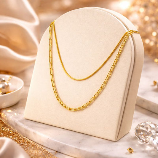 Layered Gold Chain Necklace | 18K Gold Vermeil Demi-Fine Jewellery | Tvayi