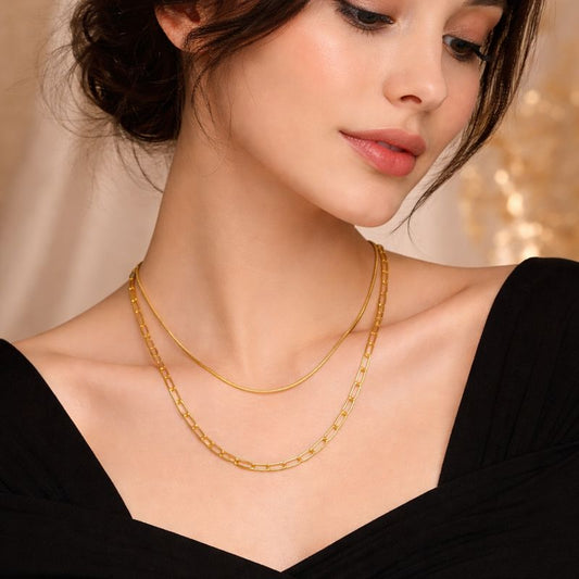 Layered Gold Chain Necklace | 18K Gold Vermeil Demi-Fine Jewellery | Tvayi