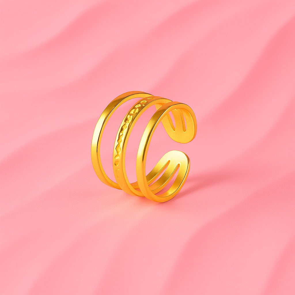 Layered Spiral Gold Ring | Tvayi Jewellery