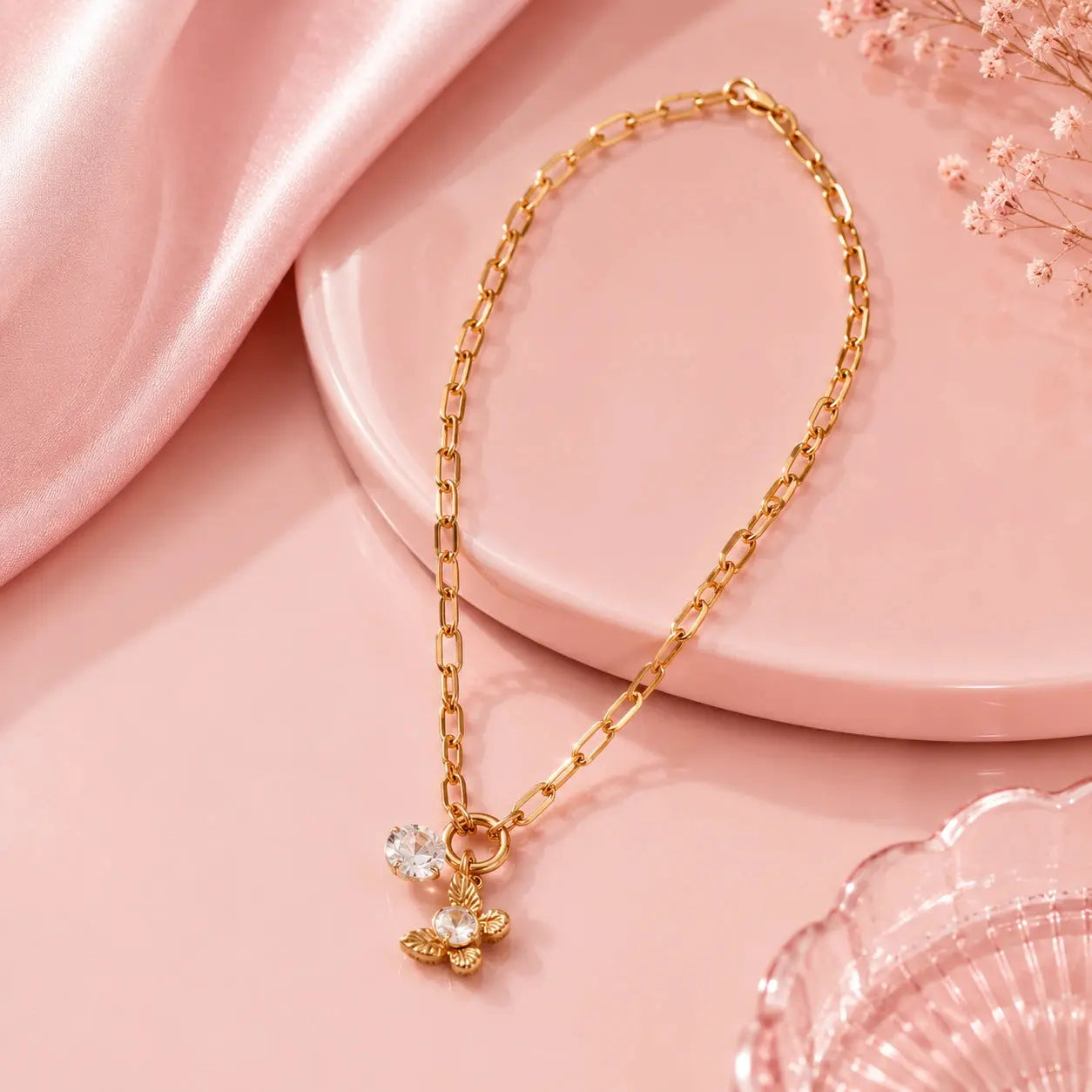 Liora Butterfly Charm 18k gold plated Necklace | Tvayi