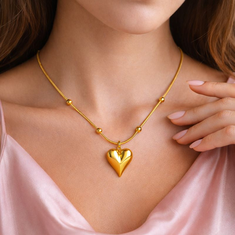 Little Heart Necklace – Minimal 18K Gold Plated Demi-Fine Jewellery for Everyday Wear | Tvayi Jewellery