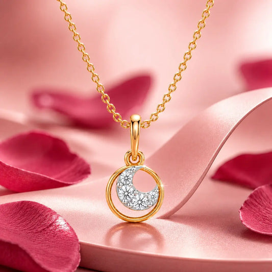 Luna Halo Lab Grown Diamond Pendant Necklace – 9KT Gold | Tvayi