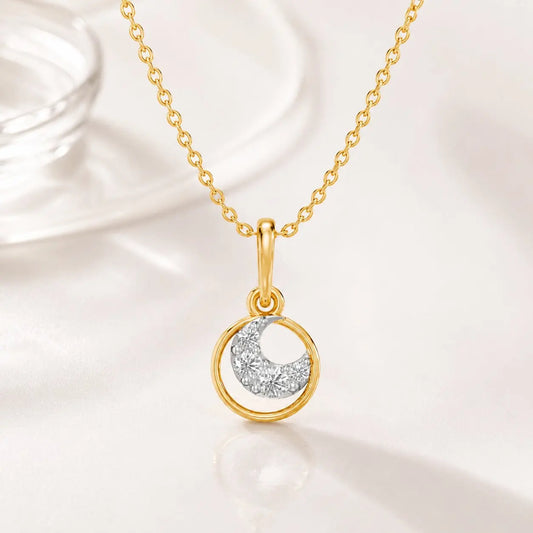 Luna Halo Lab Grown Diamond Pendant Necklace – 9KT Gold | Tvayi