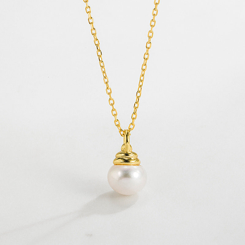 Luna Dew – Gold-Plated Pearl Drop Necklace | Tvayi Jewellery