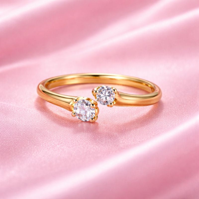 Lunara Twin Spark Ring – 18K Gold Plated Demi-Fine Jewellery | Tvayi