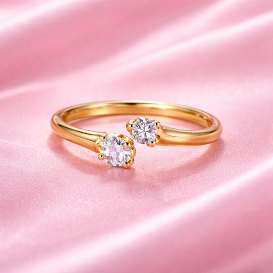 Lunara Twin Spark Ring – 18K Gold Plated Demi-Fine Jewellery | Tvayi