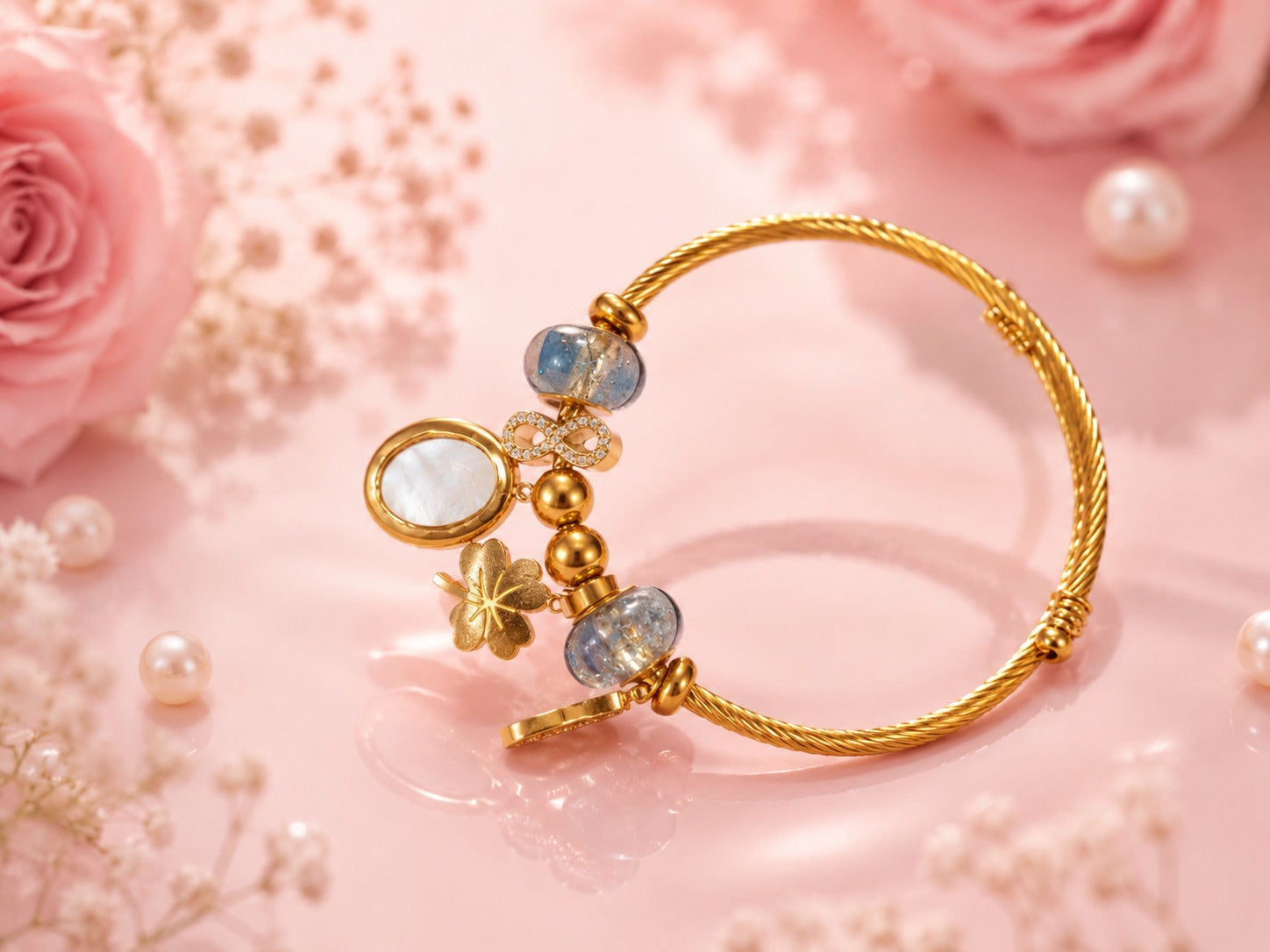 Luxury Charm Bracelet for Women – Gold Plated Elegant Designer Bracelet | Tvayi