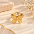 Mariposa 18K Gold Plated Butterfly Statement Ring on premium cream background – TVAYI