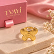 Mariposa 18K Gold Plated Adjustable Butterfly Ring premium product detail – TVAYI