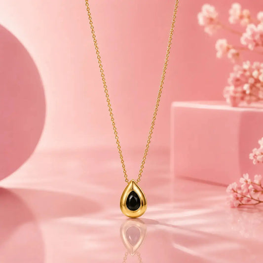 Midnight Teardrop Pendant Necklace | Tvayi