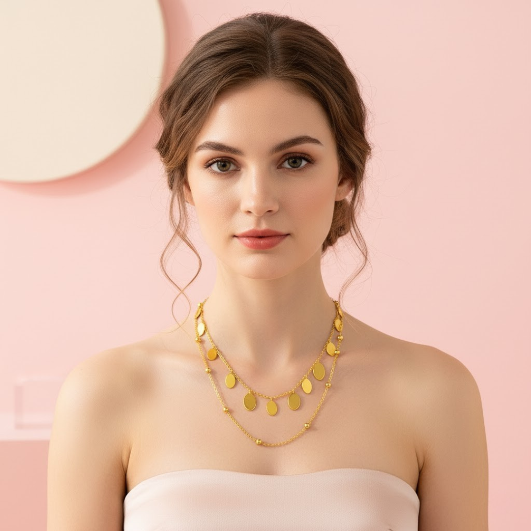 Minimal Gold Bead Chain Necklace | 18K Gold Vermeil Demi-Fine Jewellery | Tvayi
