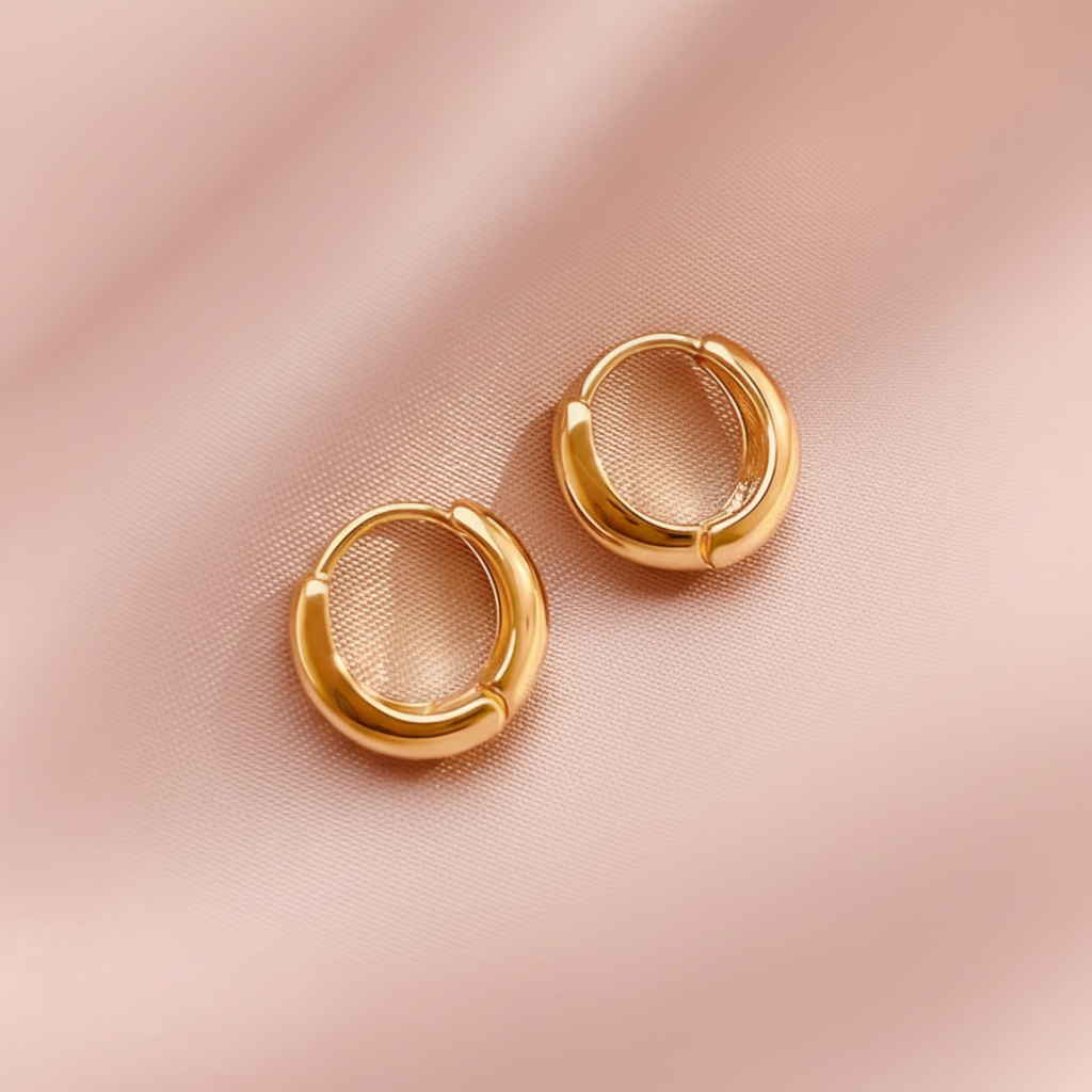 Minimal Gold Hoop Earrings for Women | 18K Gold Plated Demi-Fine Jewellery | Tvayi