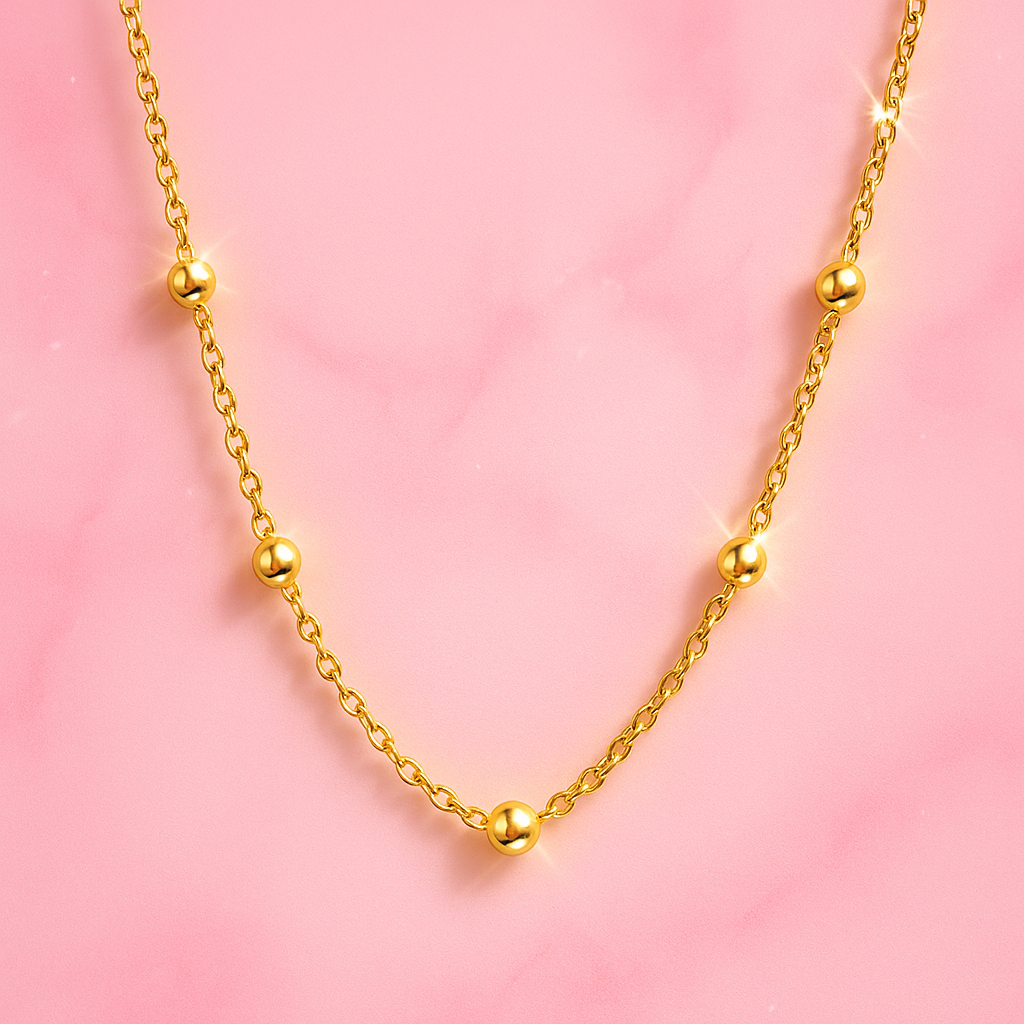 Minimal Gold Bead Necklace | Tvayi Jewellery
