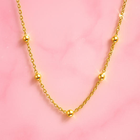 Minimal Gold Bead Necklace | Tvayi Jewellery