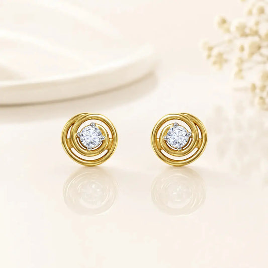 Minimalist 9KT Real Gold Diamond Ear Climber Studs | Tvayi