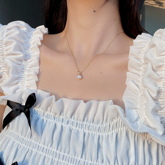 Luna Dew – Gold-Plated Pearl Drop Necklace | Tvayi Jewellery