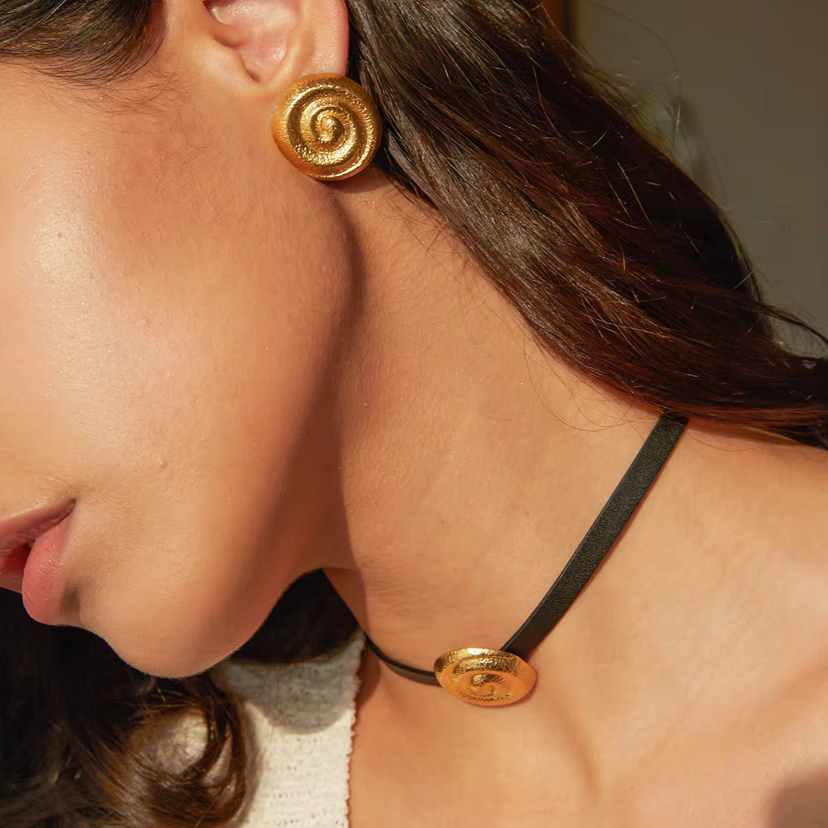 Golden Swirl Statement Studs – Anti-Tarnish Demi Fine Earrings | Tvayi