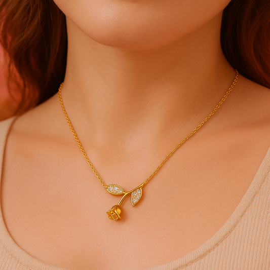 Golden Rosebud Necklace | Tvayi