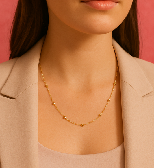 Minimal Gold Bead Necklace | Tvayi Jewellery
