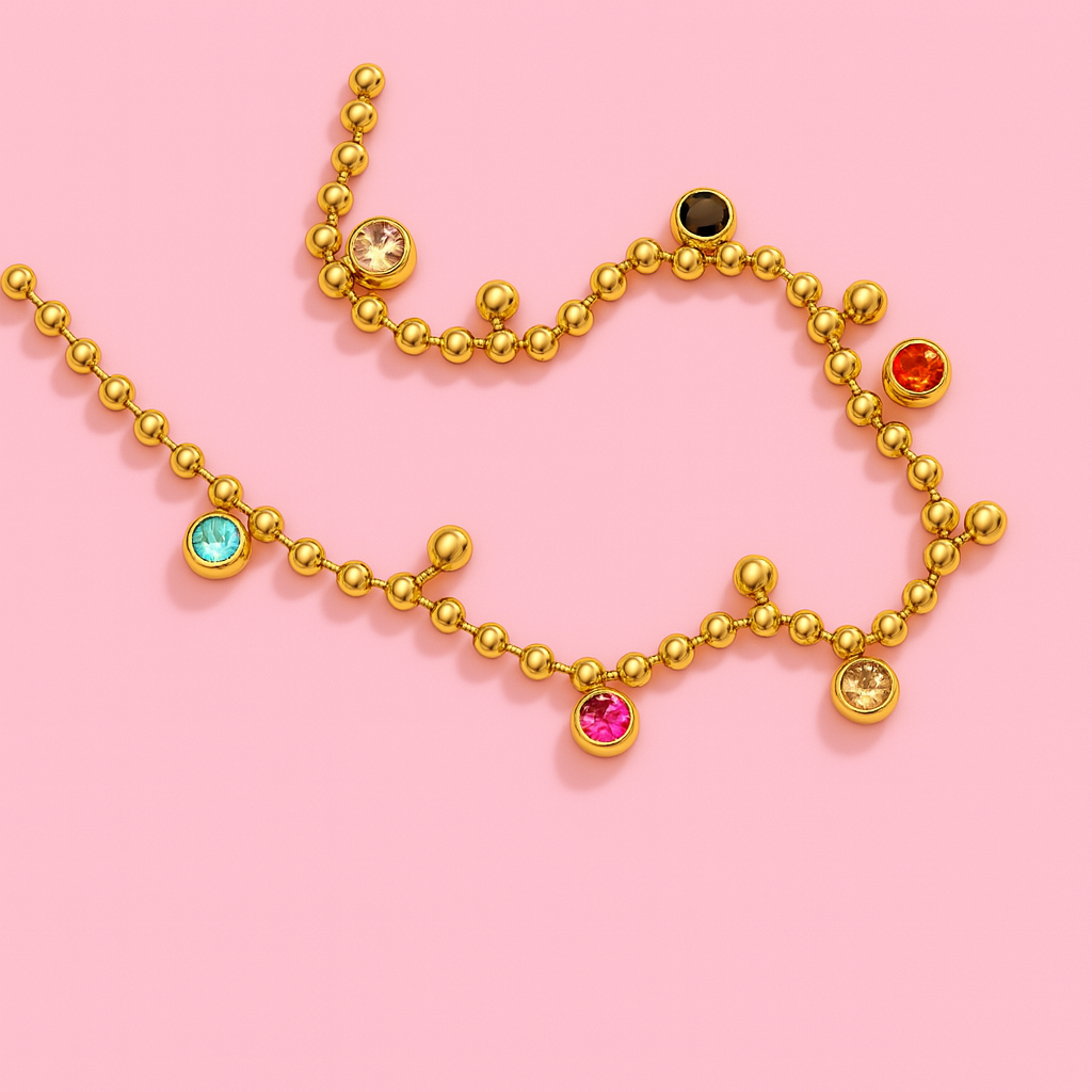 Multi-Stone Beaded Gold Bracelet | Tvayi