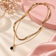 18K Gold Plated Necklace with Black Pendant