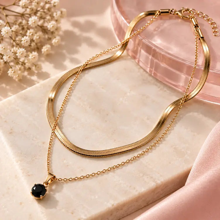 Anti Tarnish Layered Gold Plated Necklace for Women