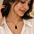 Indian woman wearing Noiré 18K Gold Plated Black Pendant Necklace – TVAYI