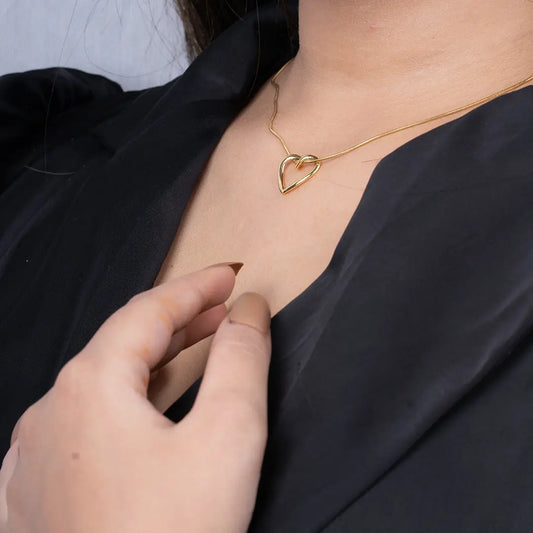 Open Heart Small Light Weight Pendant Necklace Tvayi