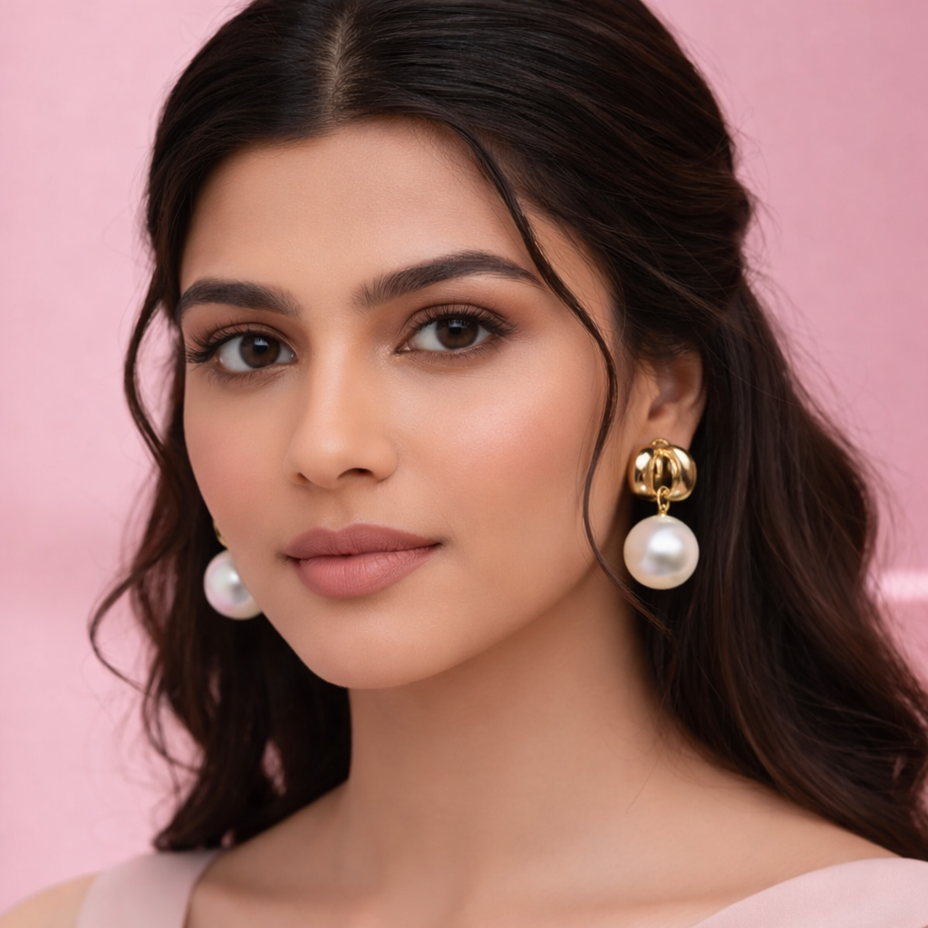 Pearl Drop Minimal Earrings | 18K Gold Plated Waterproof Demi-Fine Jewellery | Tvayi