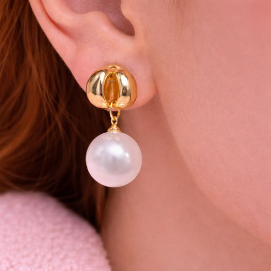 Pearl Drop Minimal Earrings | 18K Gold Plated Waterproof Demi-Fine Jewellery | Tvayi