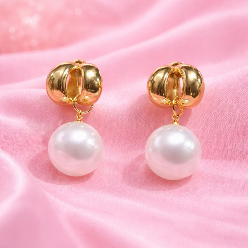 Pearl Drop Minimal Earrings | 18K Gold Plated Waterproof Demi-Fine Jewellery | Tvayi