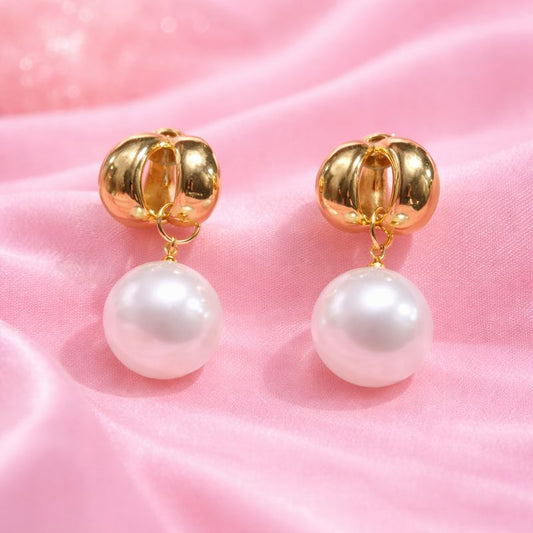 Pearl Drop Minimal Earrings | 18K Gold Plated Waterproof Demi-Fine Jewellery | Tvayi