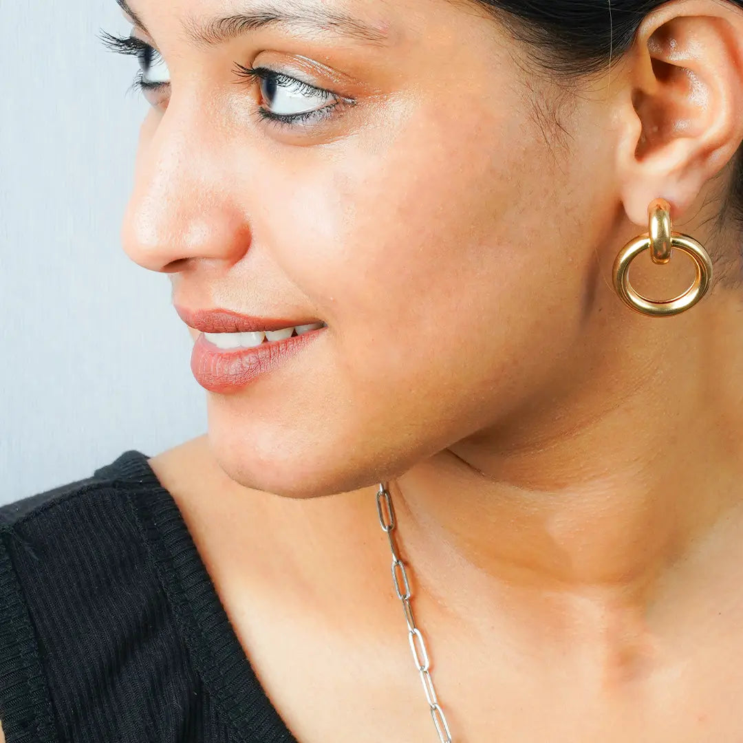 Punk Style Geometric Big Round Drop Earrings Tvayi