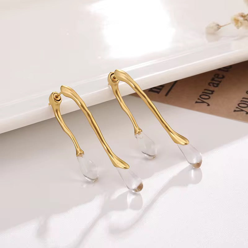 Golden Raindrop Statement Earrings | Tvayi