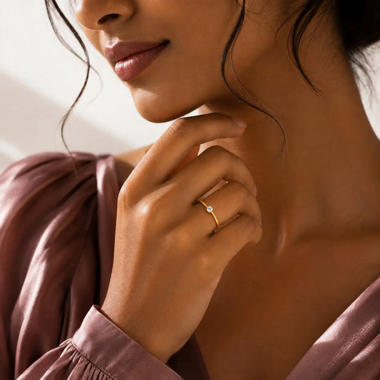 Real Gold Solitaire Lab Grown Diamond Ring for Women | Minimalist Luxury Ring | Tvayi