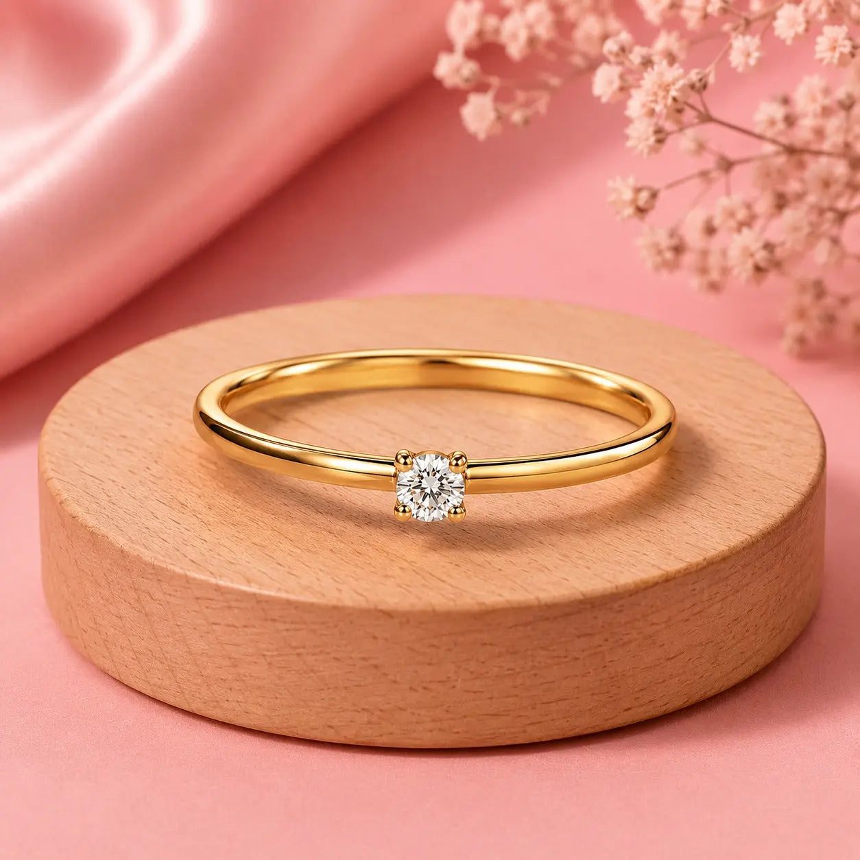 Real Gold Solitaire Lab Grown Diamond Ring for Women | Minimalist Luxury Ring | Tvayi