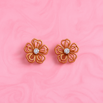 Rose Gold Flower Stud Earrings | 18K Gold Vermeil Demi-Fine Jewellery | Tvayi Jewellery