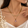 Indian woman wearing Roséa 18K Gold Plated Layered Pink Pendant Necklace – TVAYI