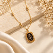 Woman Wearing 18K Gold Plated Rose Pendant Necklace