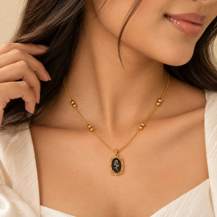 18K Gold Plated Floral Pendant Necklace for Women