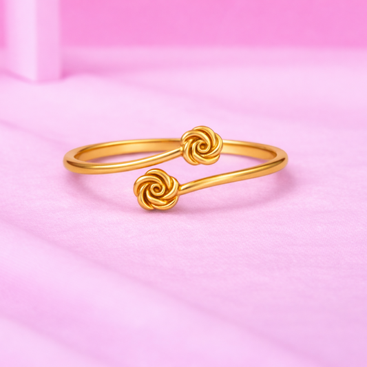 Rosette Swirl Adjustable Ring – 18K Gold Plated Minimal Ring for Women | Tvayi