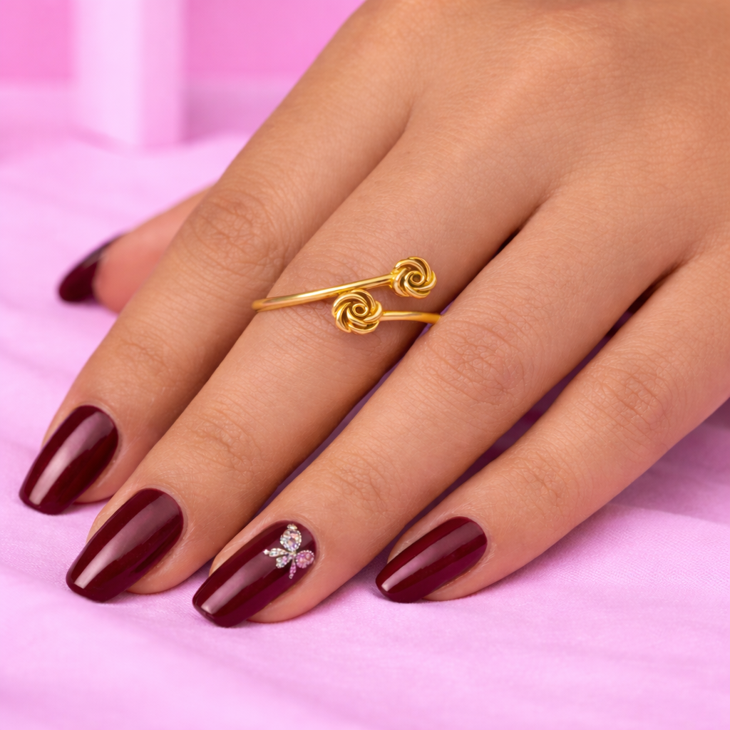 Rosette Swirl Adjustable Ring – 18K Gold Plated Minimal Ring for Women | Tvayi