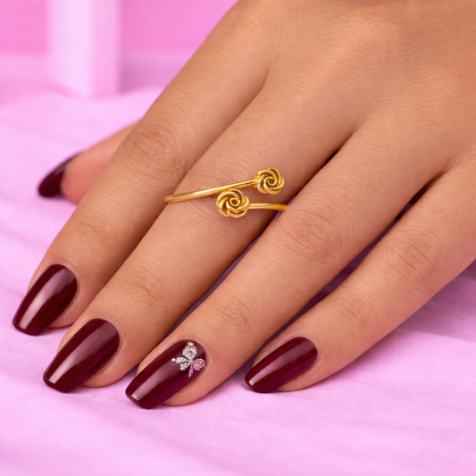 Rosette Swirl Adjustable Ring – 18K Gold Plated Minimal Ring for Women | Tvayi