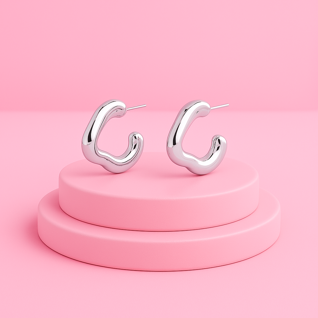 Silver Short Hoop Earrings – Anti-Tarnish, Waterproof & Skin Safe | Tvayi Jewellery