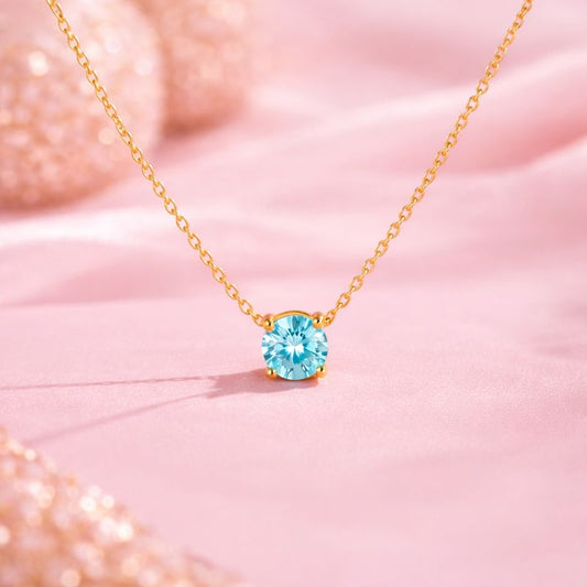 Solitaire Pendant Necklace – 18K Gold Plated Demi-Fine Waterproof Jewellery | Tvayi